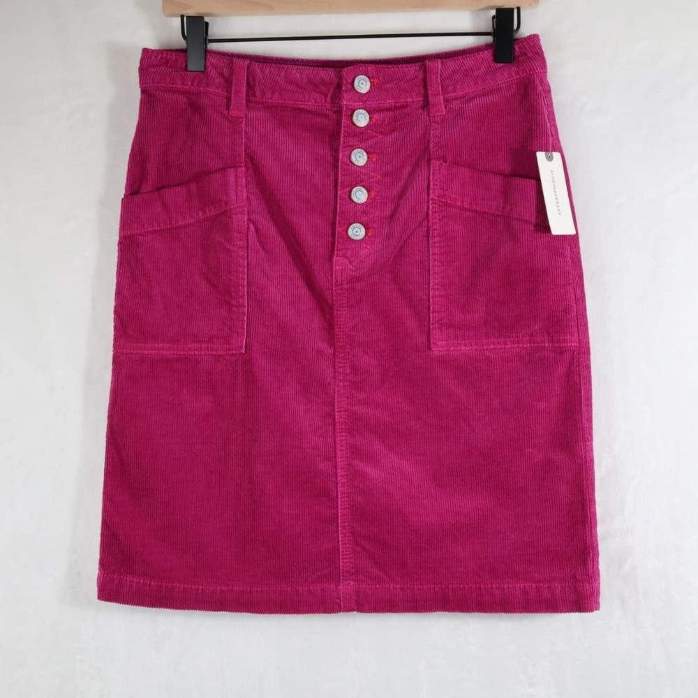 Pilcro x Anthropologie Skirt Raspberry Corduroy  Patch Pockets Size 4 NWT